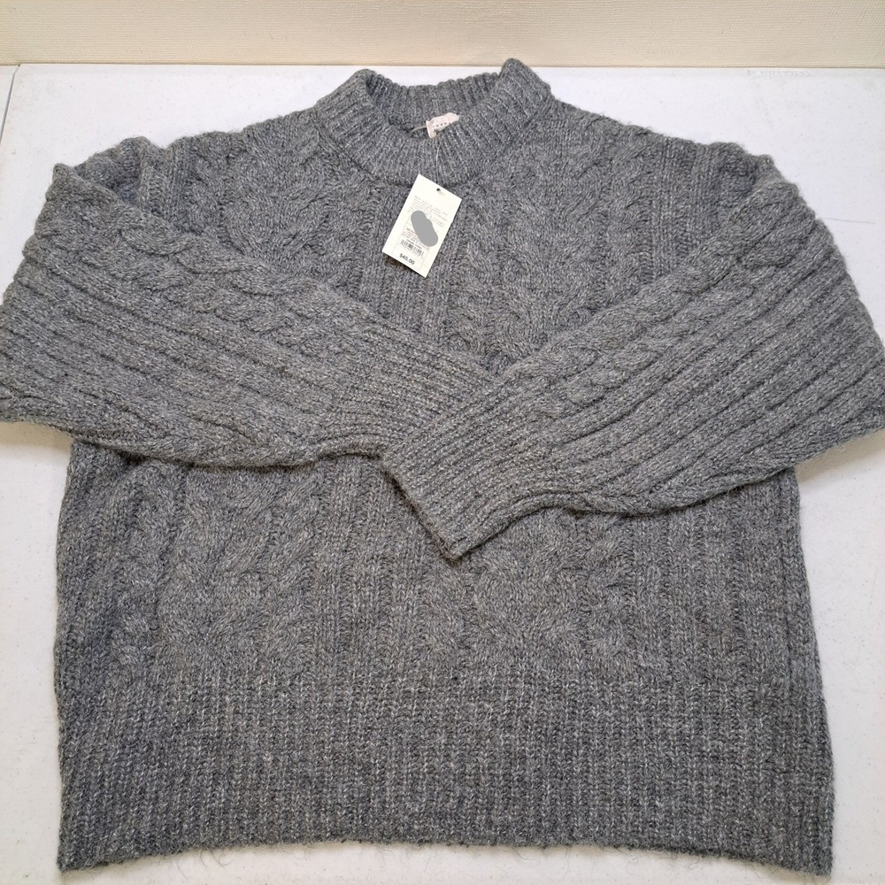 A New Day Womens Sweater XL Heather Grey NWT Cable Knit 1918-360